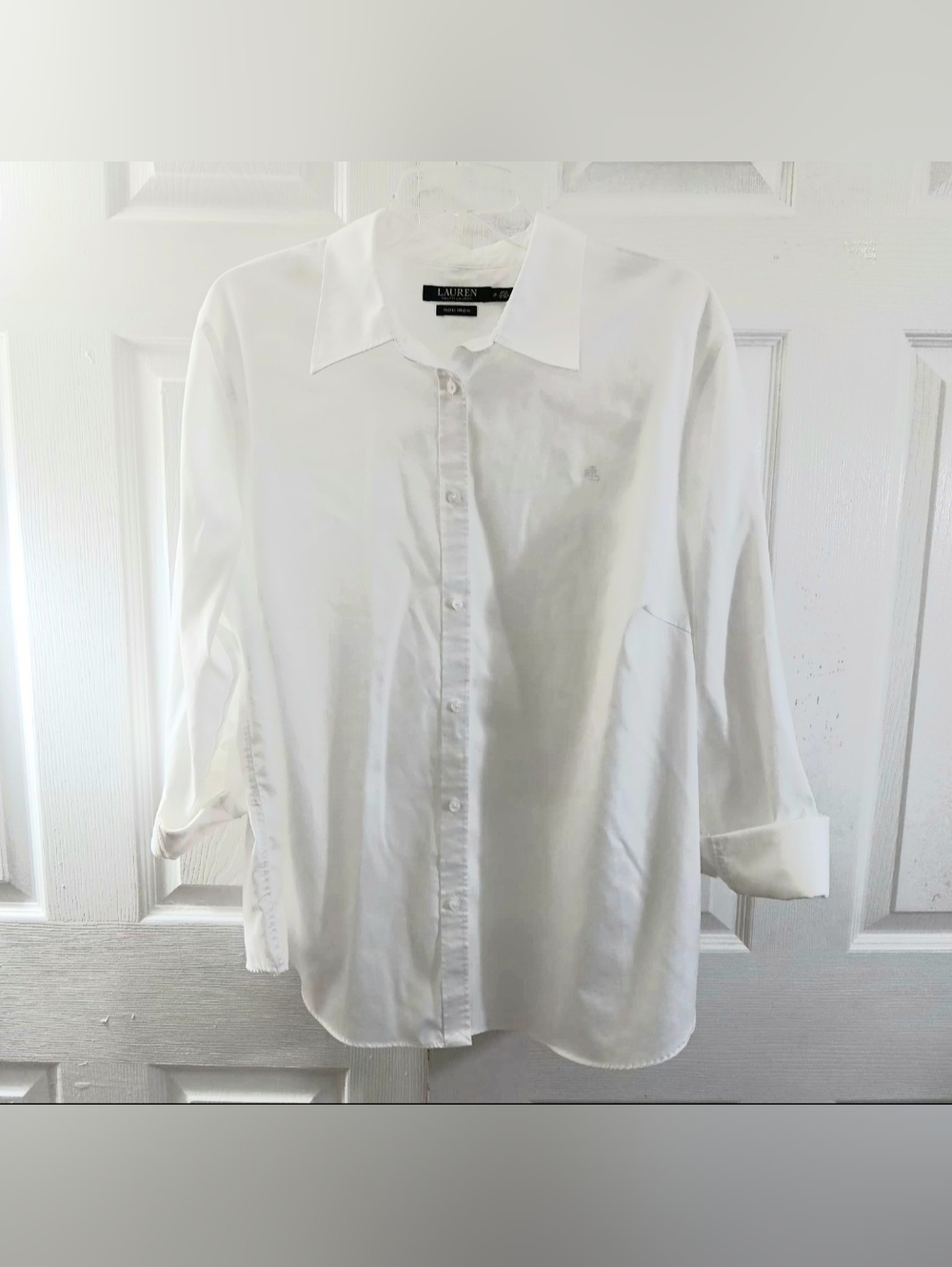 LAUREN Ralph Lauren Women's White Cotton Shirt Long Sleeve Button Down‎ Blouse - Picture 3 of 7